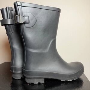 Target Black Tall Rain Boots with Buckle Trim
